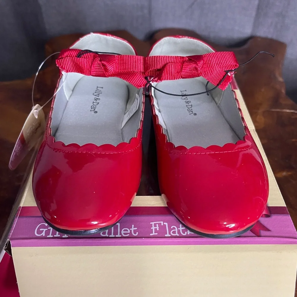 Lily & Dan, Girls Ballet Flats, Size 9/10, Red - Picture 3 of 7